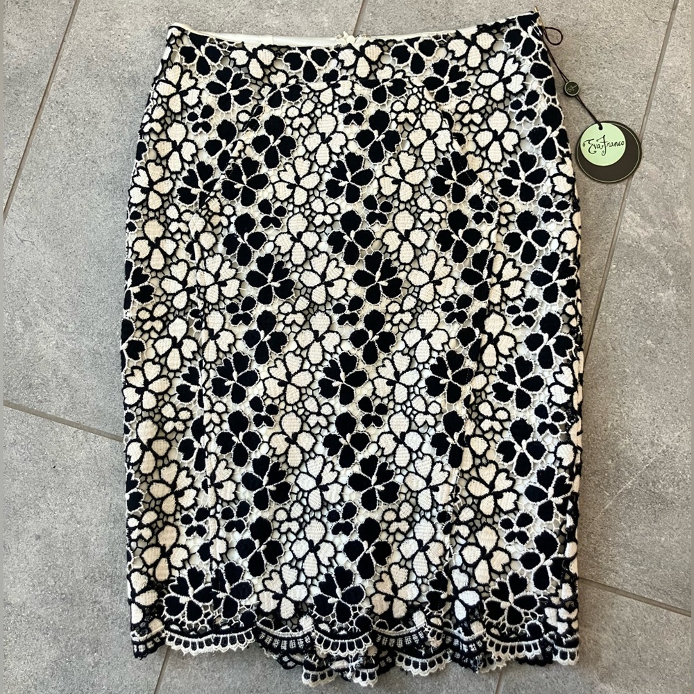Eva Franco black and white floral skirt